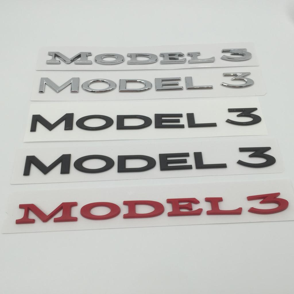 VCZRW1 1pcs 3D ABS for Tesla Model 3 car Letter Front Hood Head Bonnet Emblem Rear Tail Trunk Sticker Badge Decal styling Accessories