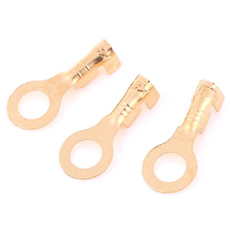 100Pcs 4.2Mm Gold Brass Round Terminal Power Supply Wire Connector