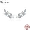 BAMOER Geometry Stud Shining Wheat Ears Earrings for Women 925 Sterling Silver Ear Pins Jewelry