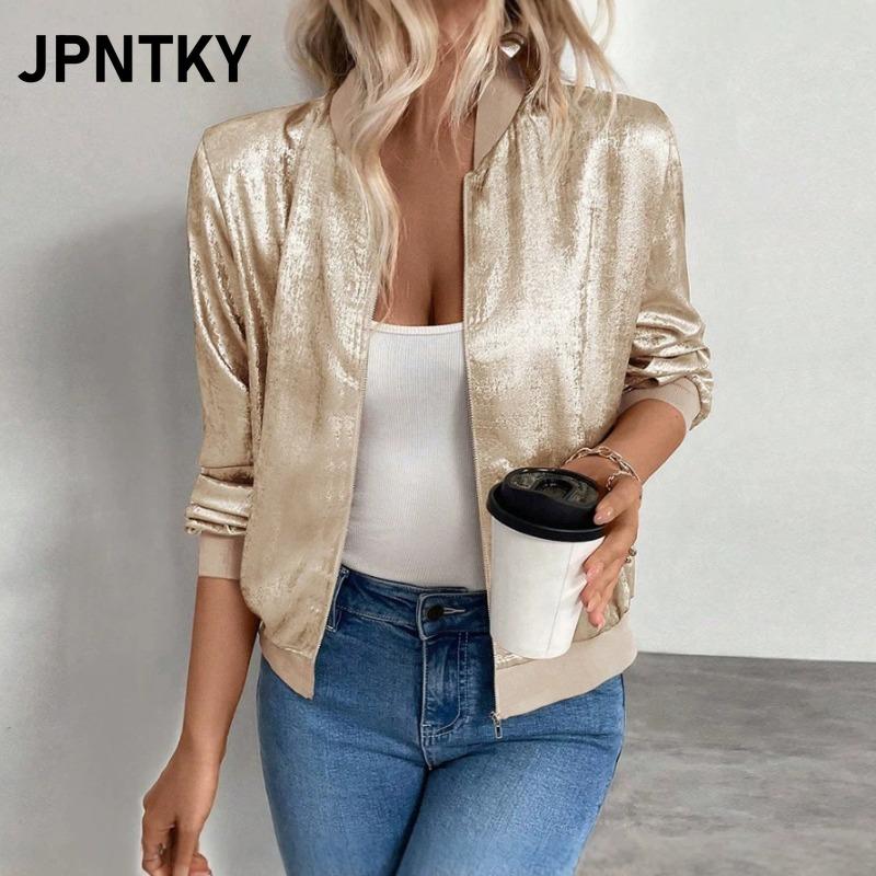 Женские винтажные повседневные куртки и пальто JPNTKY, однотонные, с принтом, Осень-Зима, с длинным рукавом