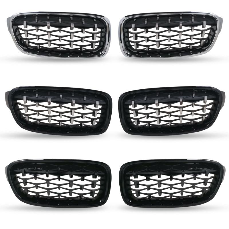 1 пара передних решеток с бриллиантами, гипсофилой, серебряной решеткой для почек для BMW 3 серии F30 2012-замена гоночной передней части