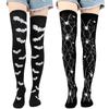 Black Gothic Punk Stockings Knee High Non-Slip Over Knee Girls Warm Long Tube Socks Cosplay Anime Student Halloween Accessory