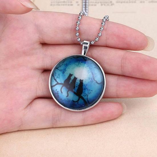 Ретро Леди Три Кота Светится в Темноте Подвеска Ожерелье Стимпанк Ювелирные Изделия