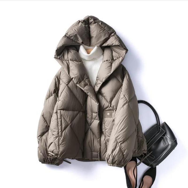 Зимняя Мода Пуховая Короткая Куртка Женская Толстая Теплая Куртка-Пуховик с Капюшоном Верхняя Одежда
