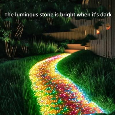 500 штук Светящиеся синие камни | Декор для садовой дорожки, Ландшафтное освещение для горшечных растений и акваскейпов, Сделаны из пластика