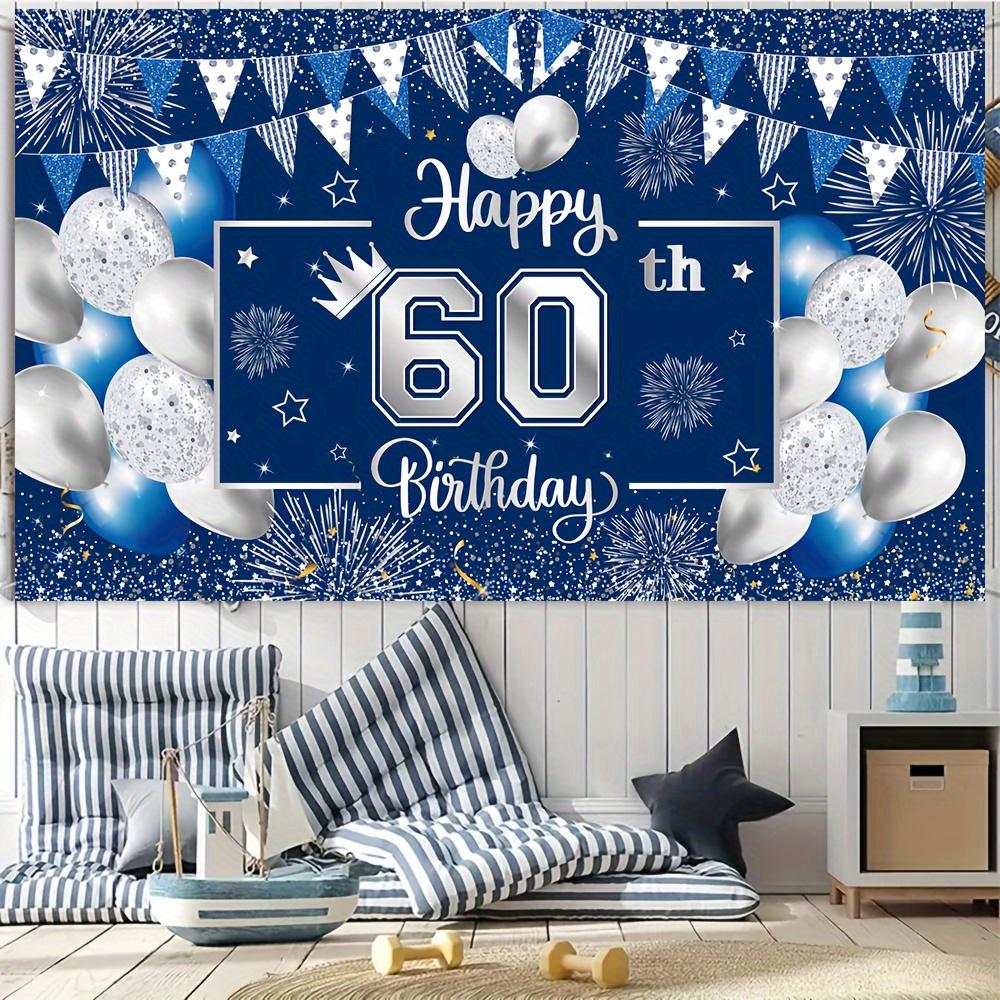 Silver and navy blue birthday background, photo background provided for 18/30/50/60 year old male and female birthday parties