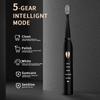 Adult Black White Classic Acoustic Electric Toothbrush Adult 5-gear Mode USB Charging IPX7 Waterproof Acoustic Electric