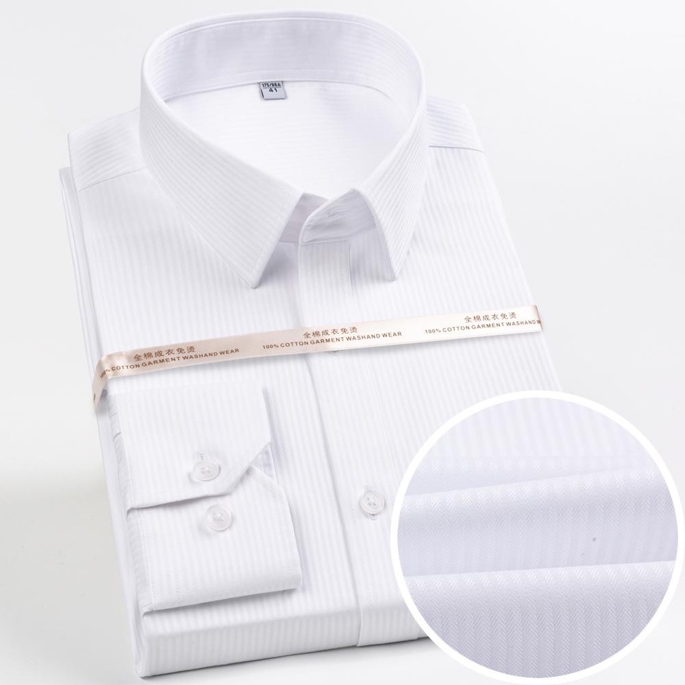 Мужская немнущаяся хлопковая рубашка в полоску с длинным рукавом, воротником с отворотом и съемными косточками для воротника, клетчатая, для бизнеса и офиса