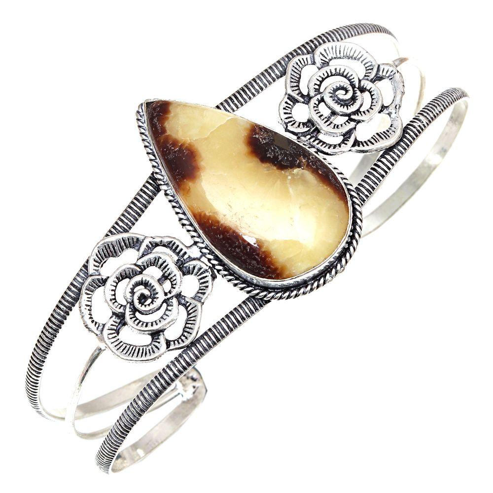 Septerian Jasper Gemstone Handmade Silver Jewelry Cuff Bracelets 7''Adjustable