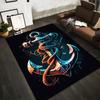 Marine Style Rug with Anchor Design and Rope Pattern, Dark Background Suitable for use as an anti-slip for living room bedroom sofas