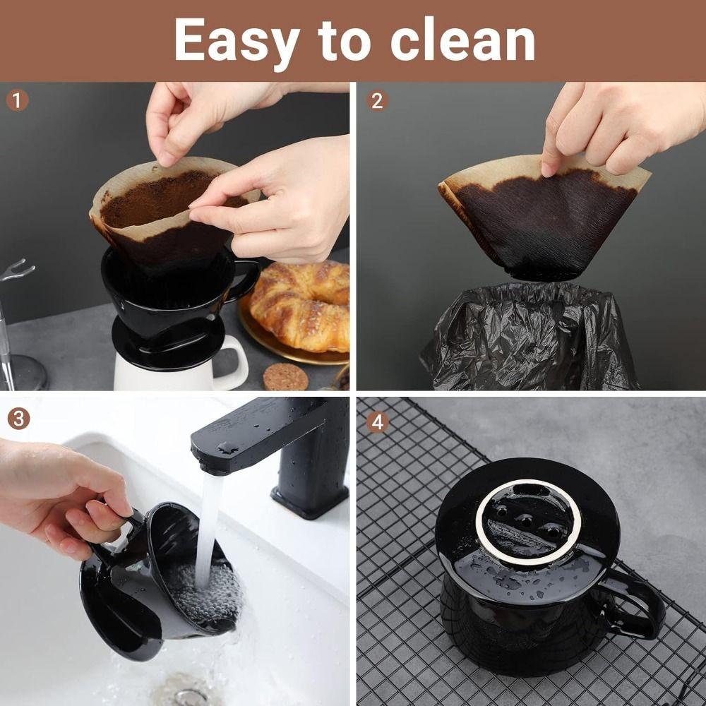 Flat Bottom Pour Over Coffee Filter Reusable Cone Drip Holder Ceramic Coffee Dripper Office