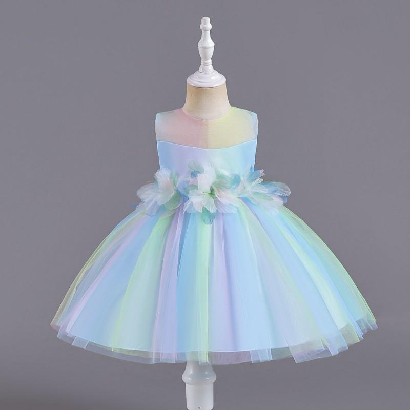 Baby Girls Princess Tulle Dress Floral Party Gown Toddler Kids 1-3 Years