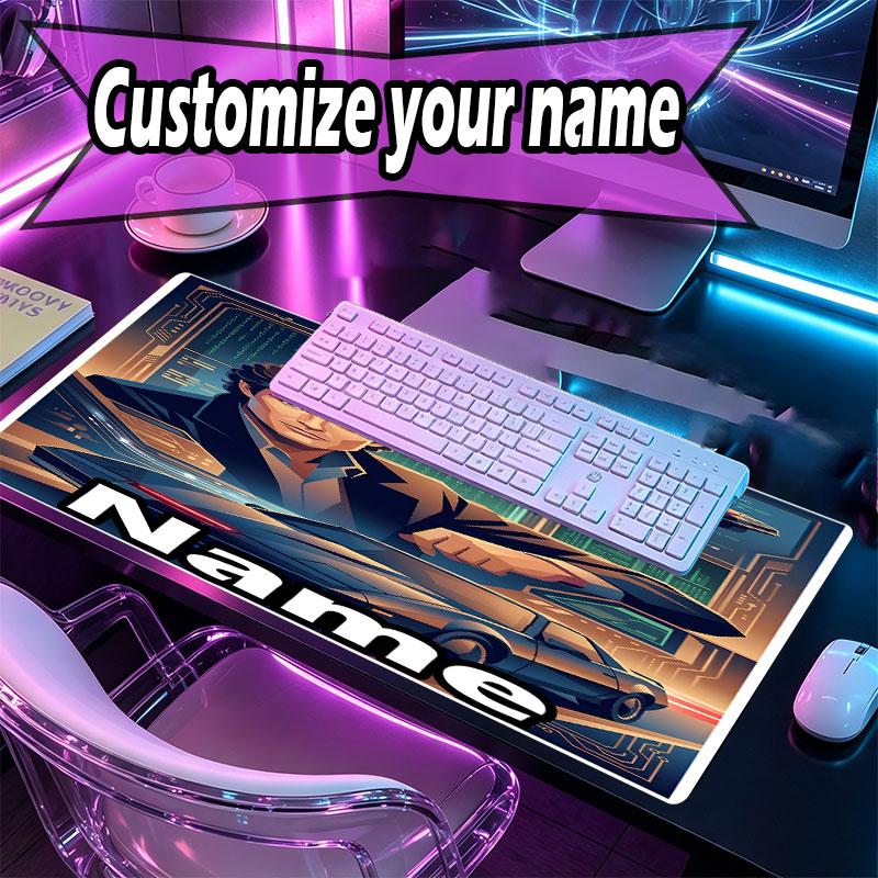 Custom Name Personalized Knight Rider Pattern Mousepad, Laptop PC Desk Mat, Decorative Desk Mat for Home Keyboard Pad Gift