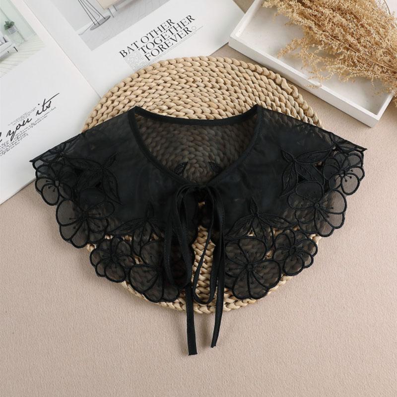 Lace Fake Collar Women Detachable Collars For Women False Collar Embroidery Floral Lolita Lapel Half Shirt Shawl Wrap Decoration