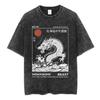 Vintage Japanese Osaka Dotonbori Crab Cityscape Graphic T Shirts Mens Washed Fashion Oversized Cotton Tshirt Unisex Streetwear