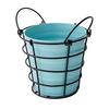 Bucket with Iron Frame Hanging Planter Basket Balcony Flower Pot