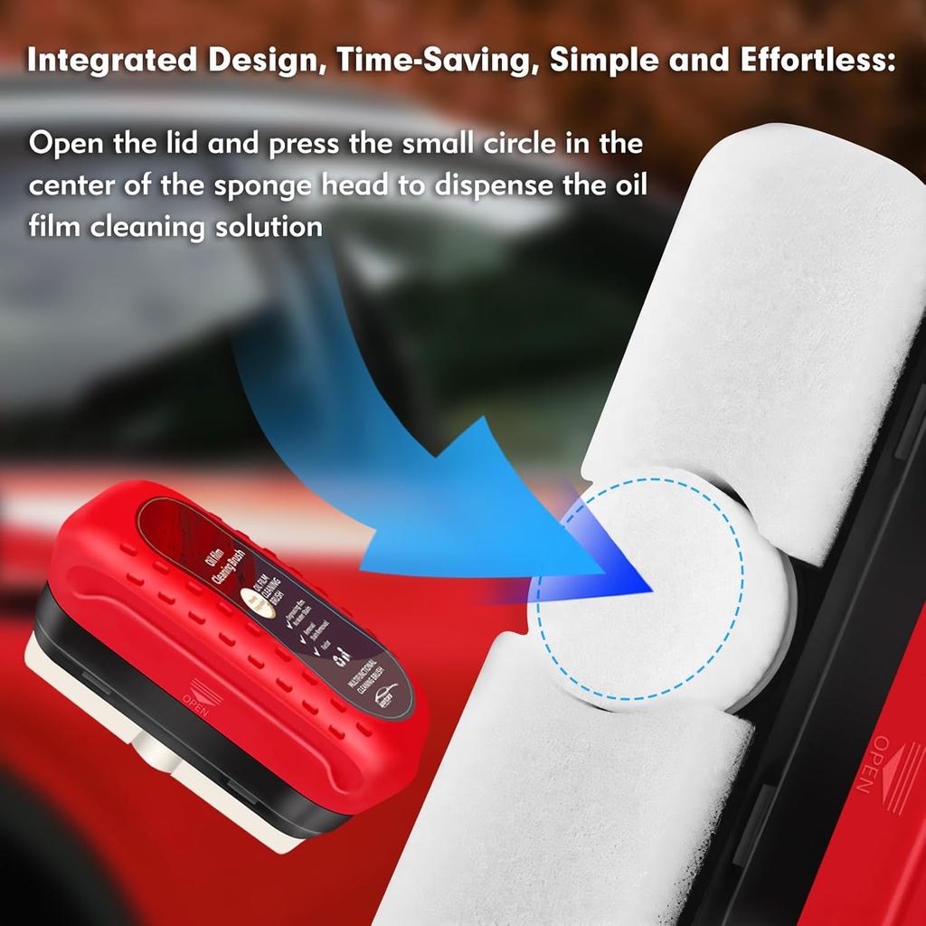 Automotive Oil Film Cleaning Brush, Anti-Rain Fog Car Glass Oil Film Cleaner, Car Windshield Cleaner For Improved Clarity And Visibility (1Pack)
