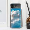 Sunny Clouds Teddy Bear Phone Case Cover for Samsung Galaxy Z Flip 7 6 5 4 3 5G Flip3 Flip4 Flip5 ZFlip6 ZFlip7 Black Fundas Cle