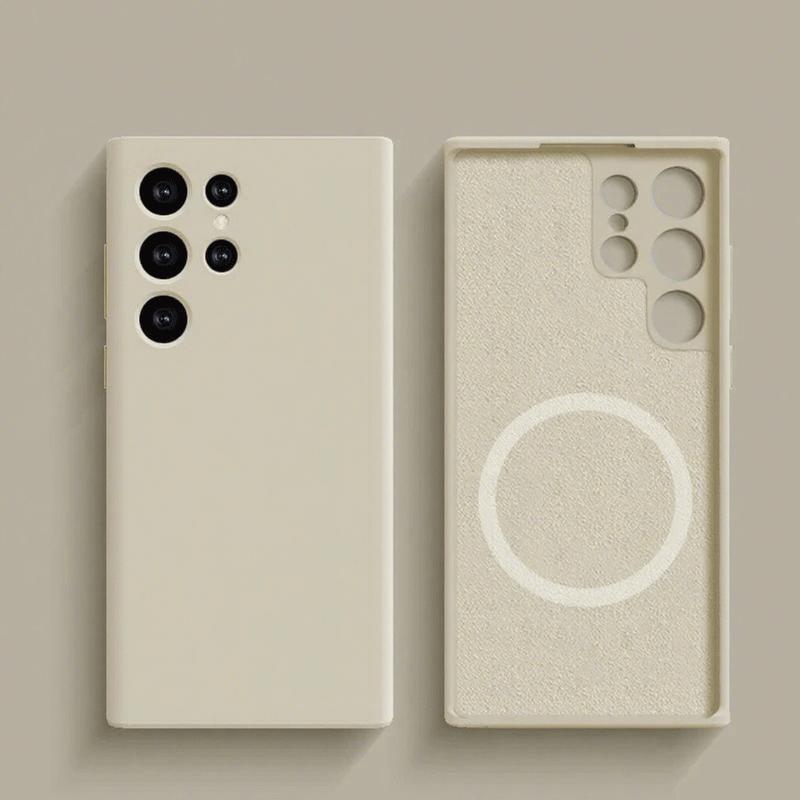 Магнитный чехол из жидкого силикона для Magsafe Для Samsung Galaxy S25 S24 S23 Ultra Plus Беспроводная зарядка Задняя крышка Аксессуары