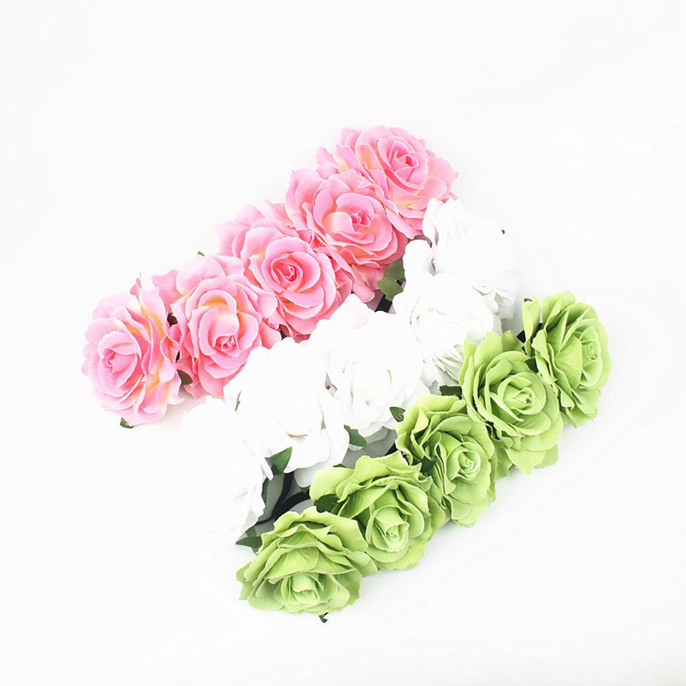 Artificial Flower Garland Rose Love Shape Wreath Headband Silk Rose Wedding Car Decor