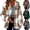 Fall Spring Lady Coat Plaid Print Cardigan Button-down Thick Fleece Long Sleeves Fake