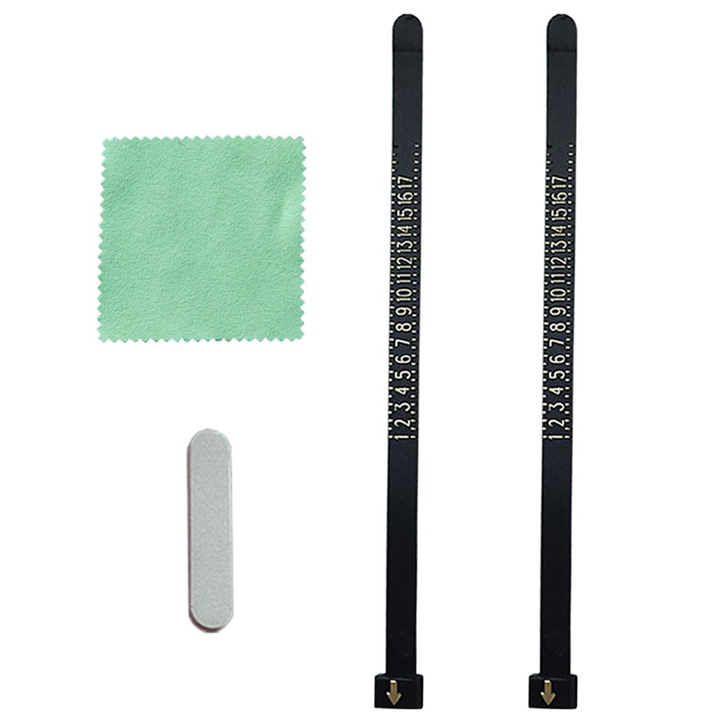 Set of 4 Finger Measurement Tools Practical Rings Sizer Measuring Scales Precise Finger Sizer Set with Cloth Sponge