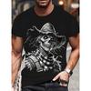 Men's 3D Hat Skull Print T-Shirt Casual Crew Neck Short Sleeve Tee Personality Punk Graphic T Shirts