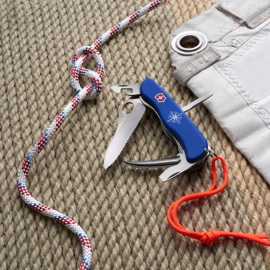 VICTORINOX Skipper Pro Синий нож с кольцом и шилом для выдергивания узлов с 12 Функциями, Шнурок, Ключ, - Многофункциональный инструмент швейцарского производства. [0.8503.2 МВт]