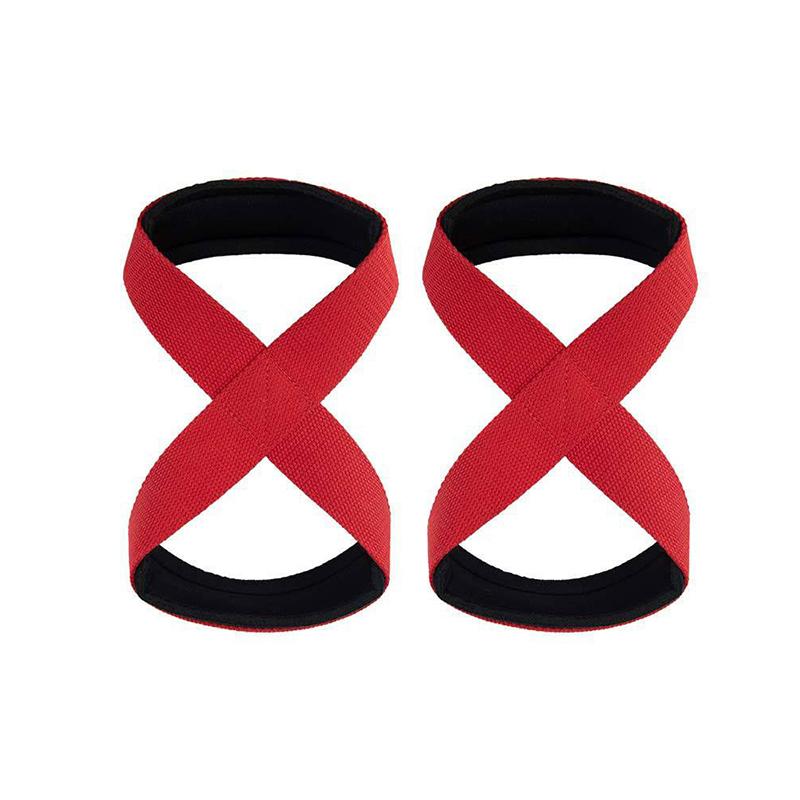 2Pcs Padded Figure 8 Straps Deadlift Weight Lifting Wrist Straps Anti-Slip Sport Fitness Power Lifters Workout Pull-Ups Straps