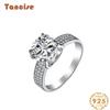 Tancise Women Classic 925 Sterling Silver Zircon Ring Ladies Jewelry Wedding Promise Party Gift