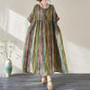 Short Sleeve Plus Size Cotton Vintage Stripe New In Dresses for Women Casual Loose Long Summer