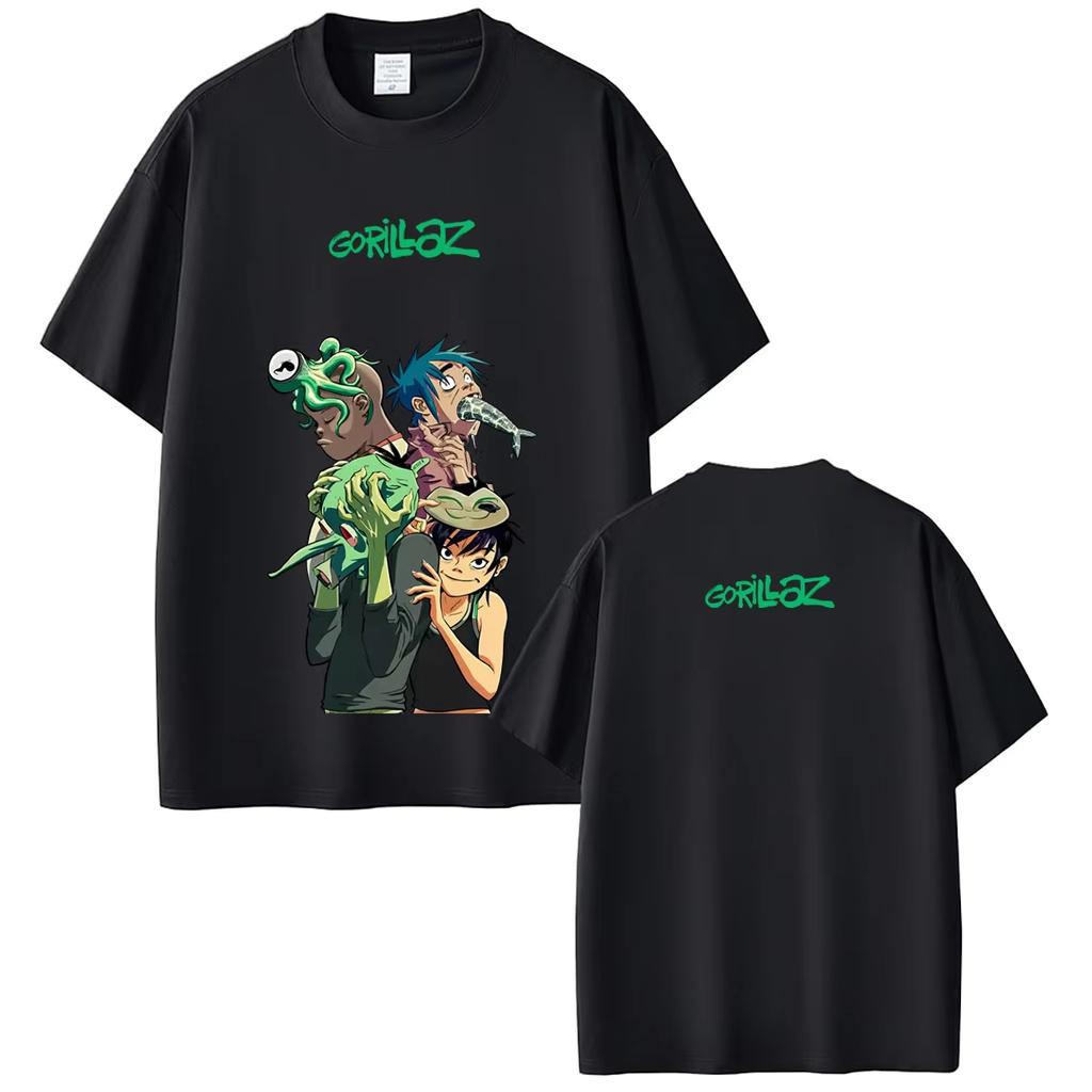 Рок-группа Gorillaz Мерч Футболка Летняя Унисекс Женская Мода Хип-хоп Мода Уличная одежда Унисекс Готические Панк Футболки Топы