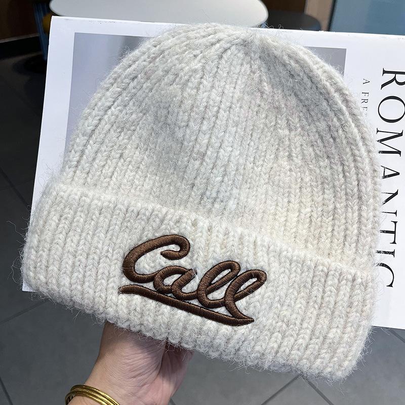 New Letter Embroidered Woolen Hat for Women In Autumn and Winter Trendy Brand Versatile Warm Student Couple Knitted Cold Hat
