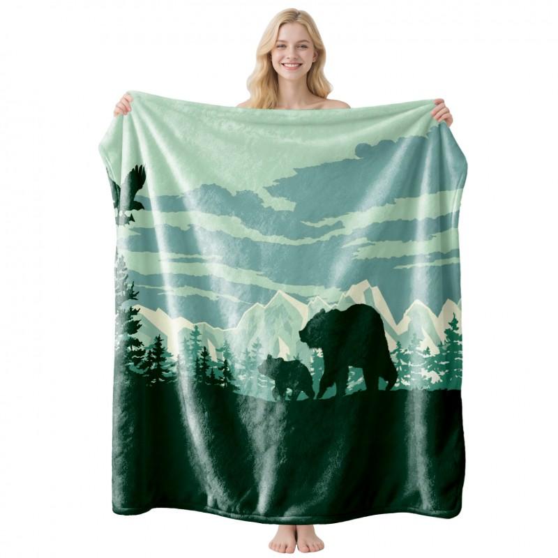 Cool Contrast Tiger Print Flannel Blanket Soft Nap Air Conditioner Throw Home