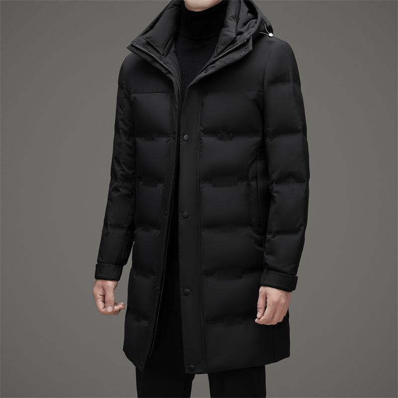 Men's Medium and Long New Warm and Middle-aged Hooded Winter Down Jacket