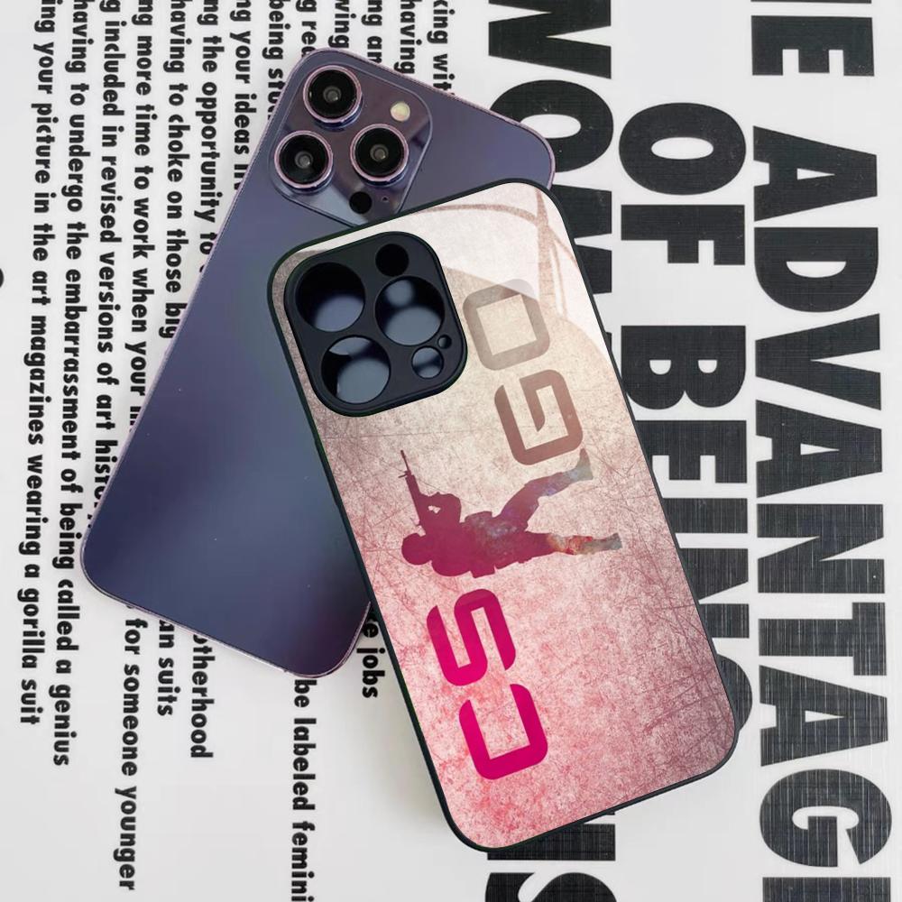 Игровой Чехол для Телефона C-Counter-Strike CS2 для Iphone 16 15 14 12 11 13 Pro Max Mini 8 X Xr Xs Puls Черное Стеклянное Покрытие