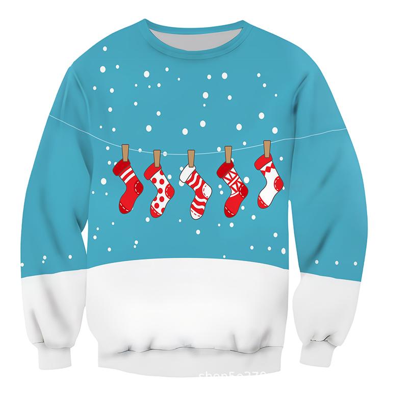 2023 Рождество Хэллоуин узор повседневный свитер с длинными рукавами модный спортивный свитер с круглым вырезом