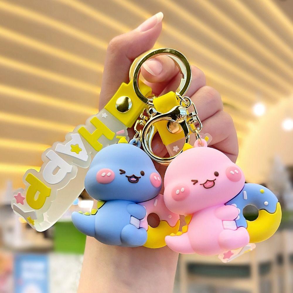 Cute Cartoon Animal Key Ring 3D Car Key Chain Accessories Little Dinosaur Keychain Bag Charm