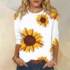 Women's Fashion Casual Printed 3/4 Raglan Sleeve Round Neck Top