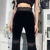 2021 Autumn Women Goth High Waist Hip Hop Flared Pants Female Sexy Lace Patchwork Harem Trousers Ladies Vintage Elegant Velvet Christmas Pants