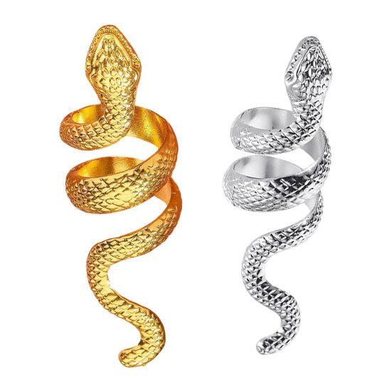 Exaggerated Snake Print Finger Band, Adjustable Open Snake Ring, Three-Dimensional Winding Design Animal Ring for Jewelry Gift