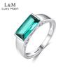 Emerald Sterling Silver S925 Ring Square Design Simple Women's Jewelry
