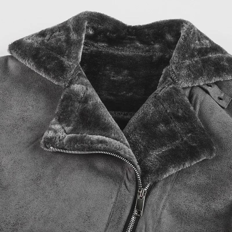 Men's Lamb Fur Leather Jacket - Thick, Warm Motorcycle Coat, Casual Large Size for Europe and America.