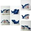 Cozy Shark Slippers Women Men Plush Animal Indoor Winter Warm Floor Shoes 3d