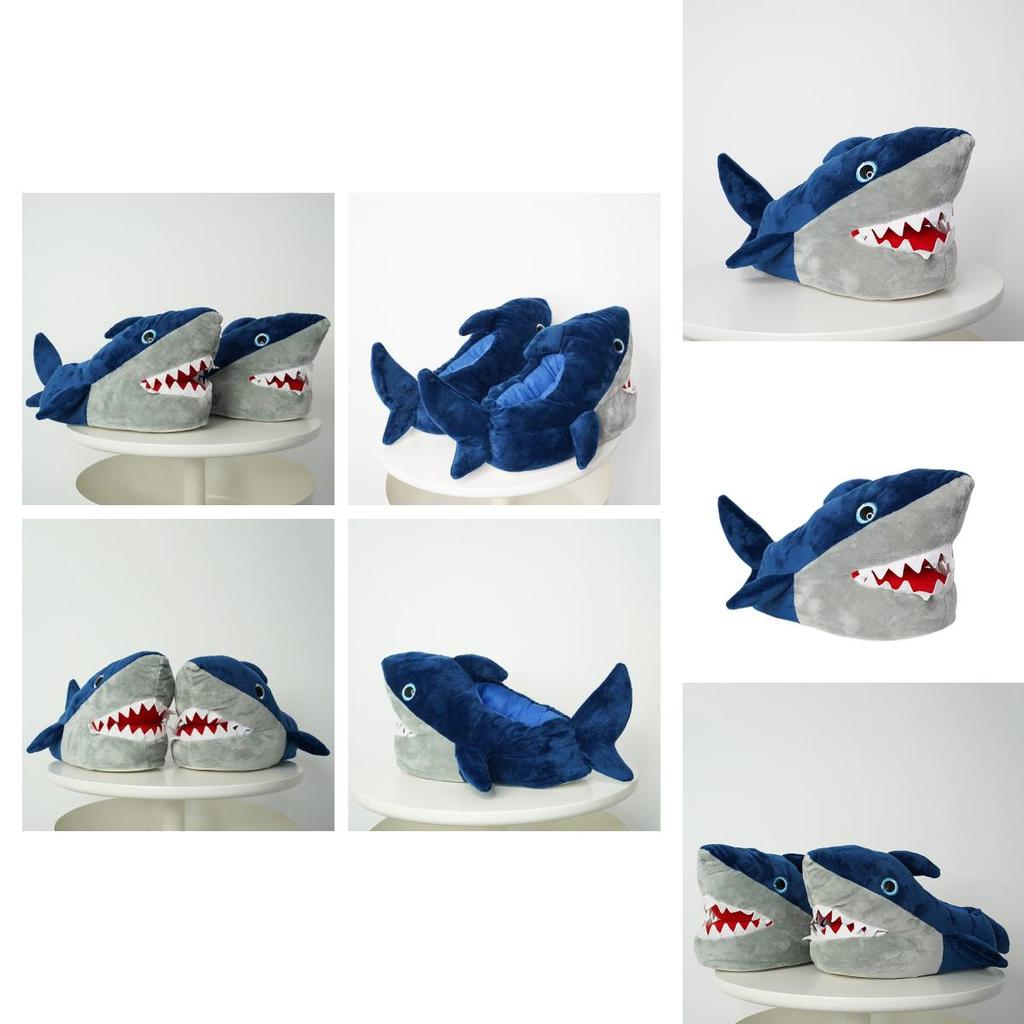 Cozy Shark Slippers Women Men Plush Animal Indoor Winter Warm Floor Shoes 3d