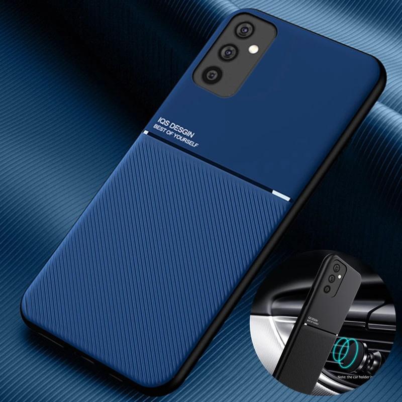 For Samsung Galaxy M52 5g Case Car Magnetic Holder Soft Leather Plate Phone Case For Samsung M52 M 52 2021 Sm -M526b Back Cover