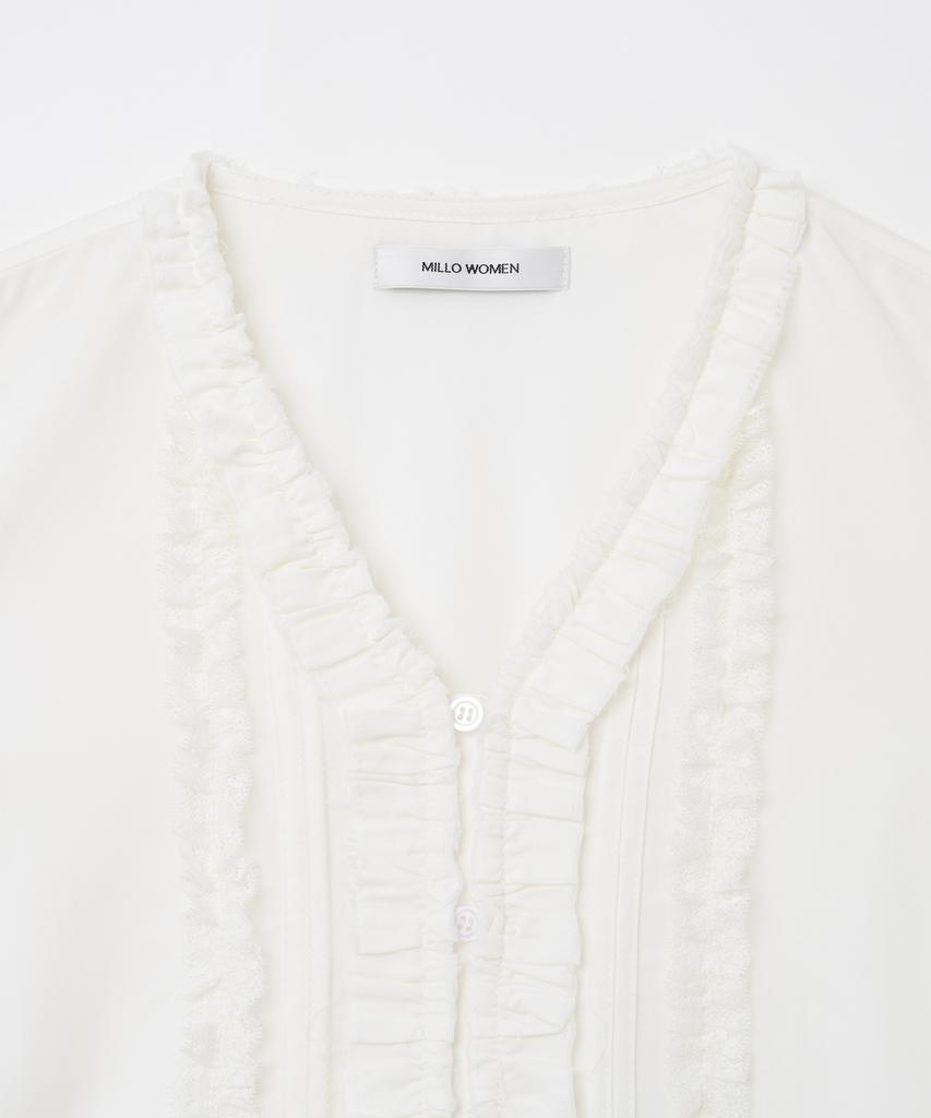 MILLO WOMEN Lace Trimmed Blouse [Ivory]