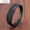 Stainless Steel Beaded Bracelet Fashion Men's Jewelry Classic Multilayer Braided Leather Bracelet Homme