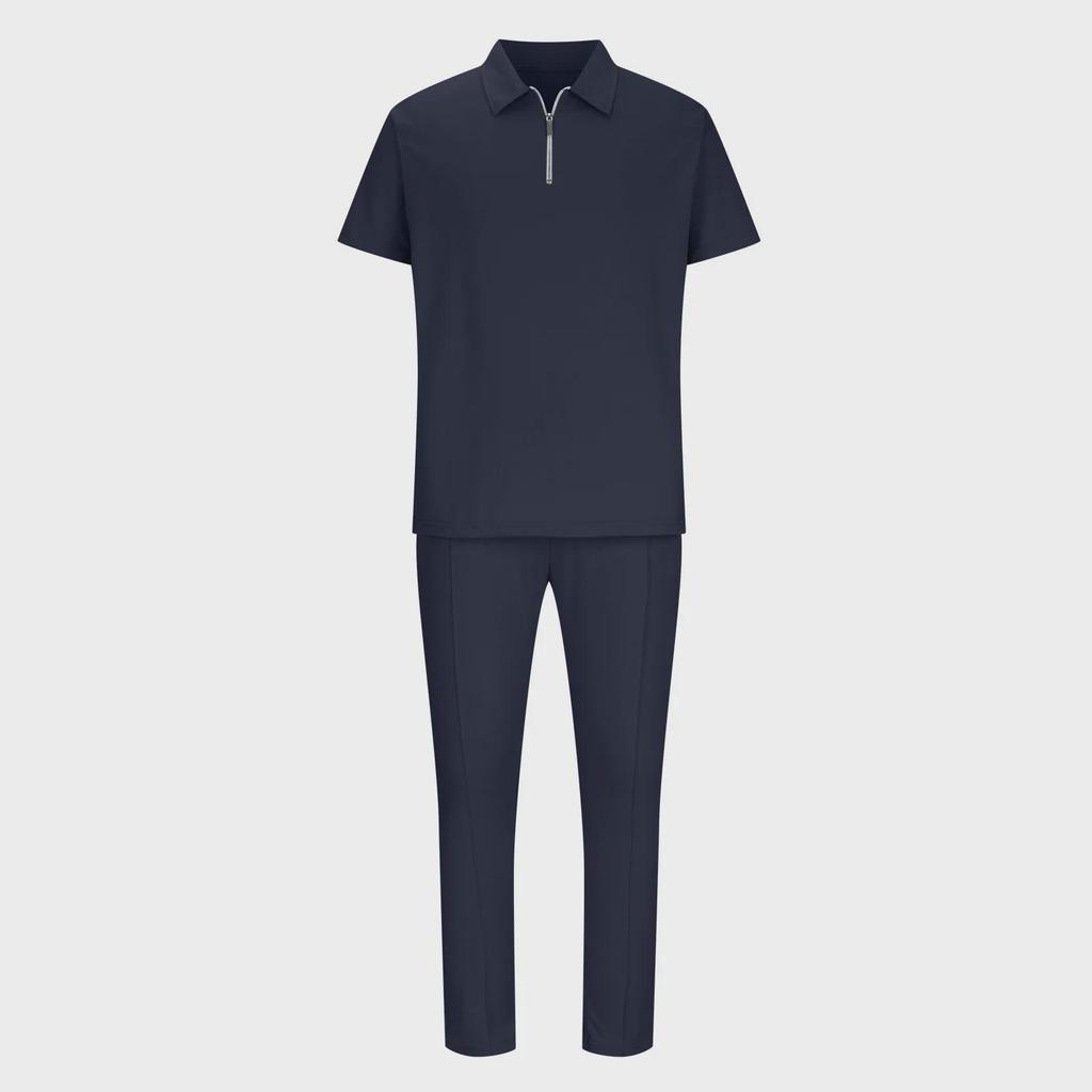 Мужские летние костюмы: Новый молодежный спортивный комплект из рубашки поло и повседневных брюк