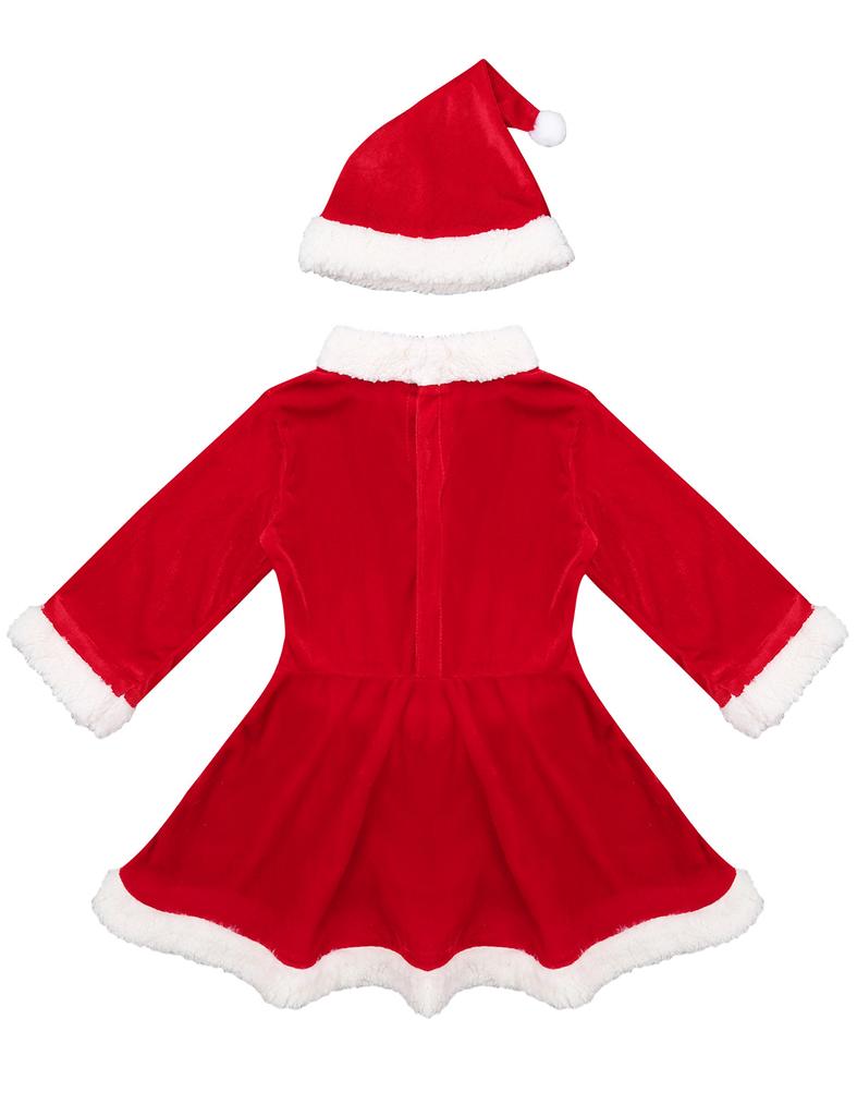 Детский костюм Санты для девочек, рождественское платье, рождественская вечеринка, бархатное платье Санта-Клауса для косплея